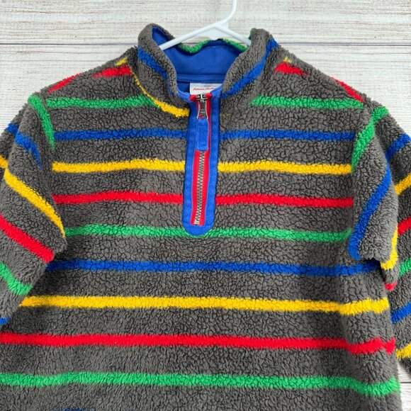 Hanna Andersson‎ Striped Fuzzy Fleece 1/4 Zip Jacket Youth Size 140/US 10 Gray - Picture 3 of 13